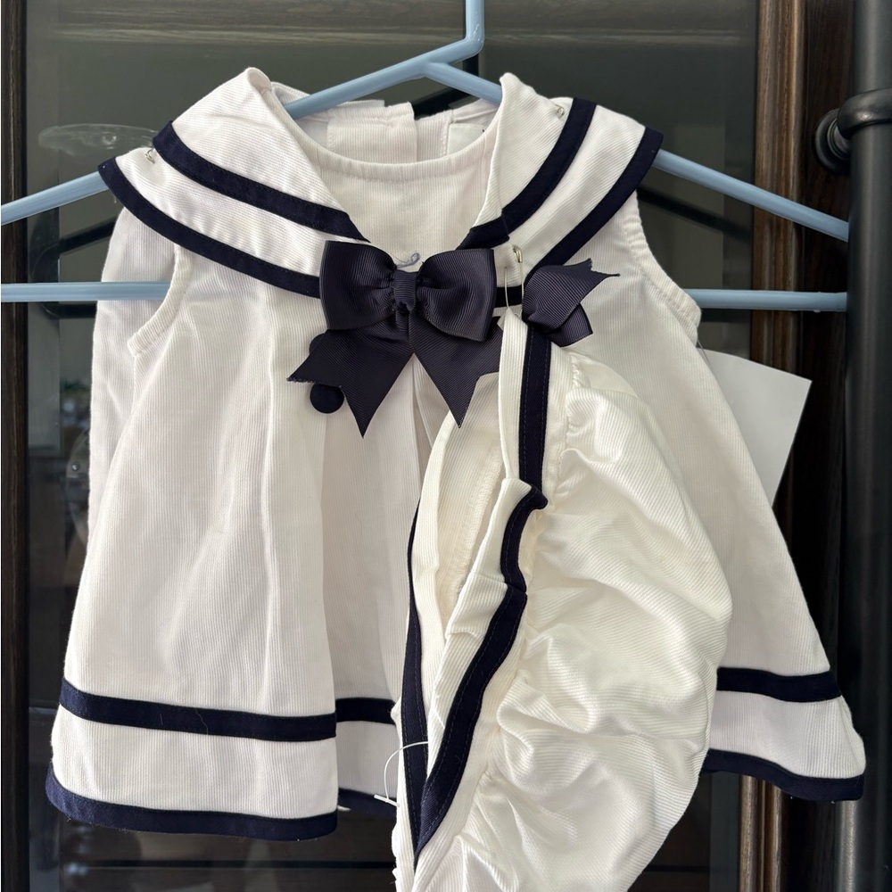 Rare Editions White and Navy Baby Outfit - Picture 2 of 10